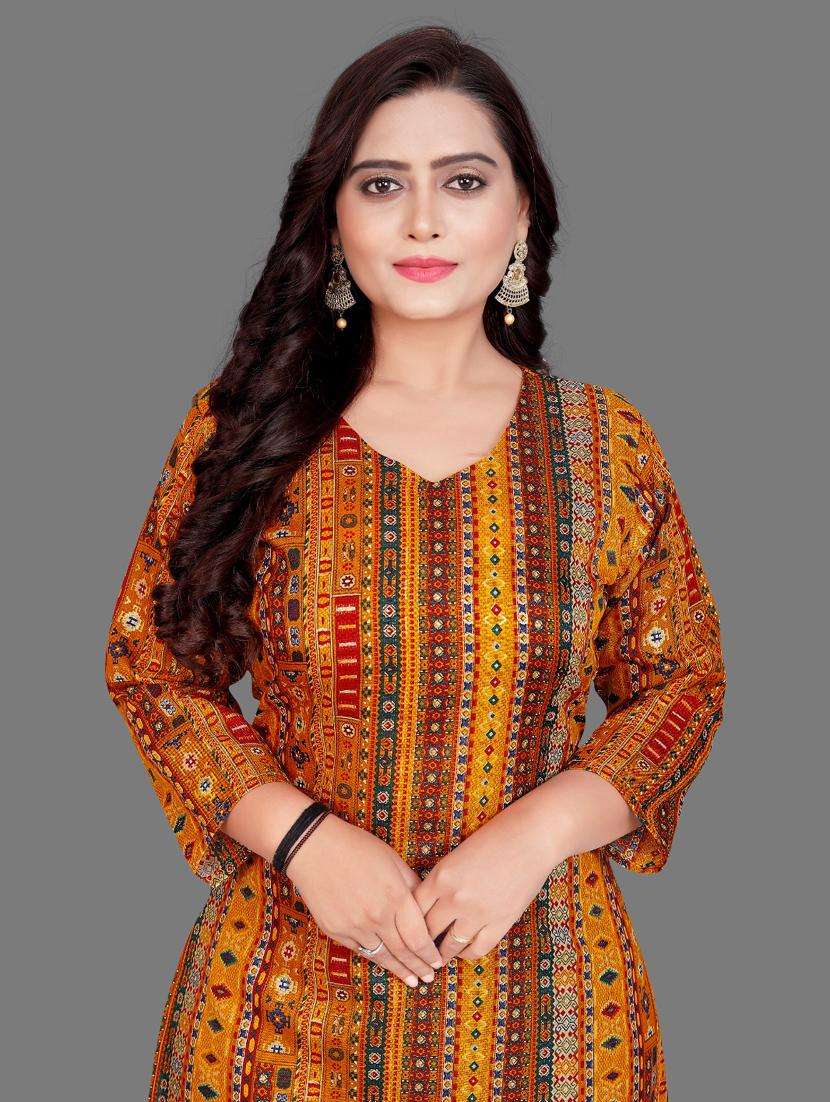 women printed three quarter sleeve straight kurta - 21959462 -  Standard Image - 1