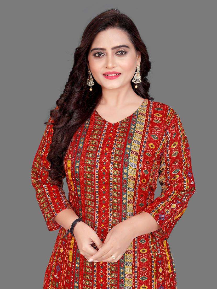 women printed three quarter sleeve straight kurta - 21959463 -  Standard Image - 1
