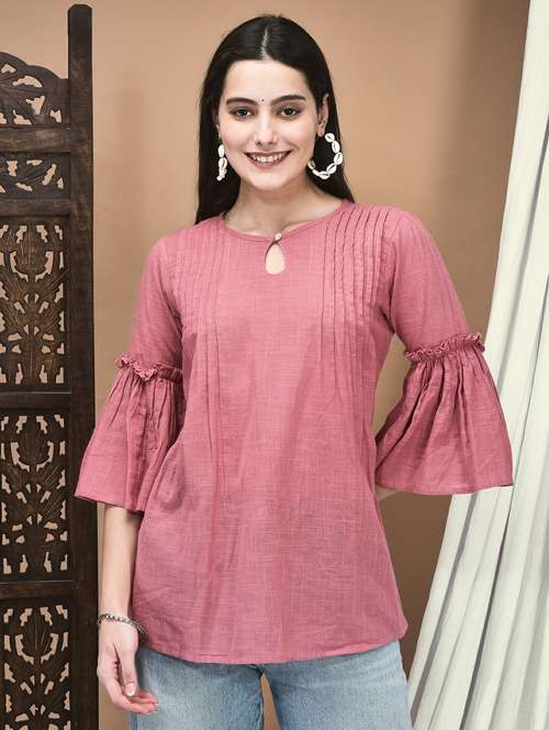 women three quarter sleeve a-line tunic - 21959472 - Standard Image - 0
