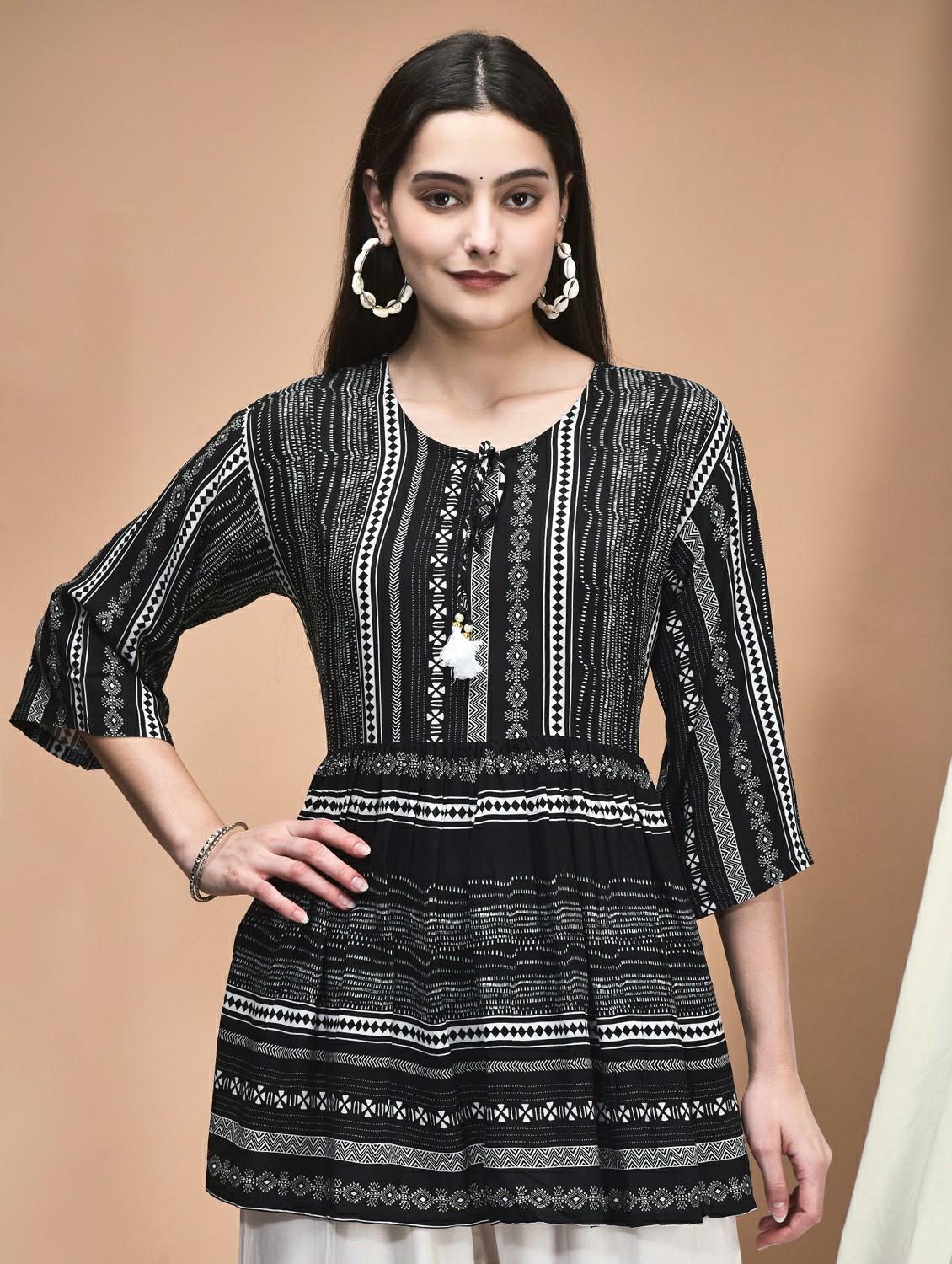 women three quarter sleeve flared tunic - 21959474 - Zoom Image - 0