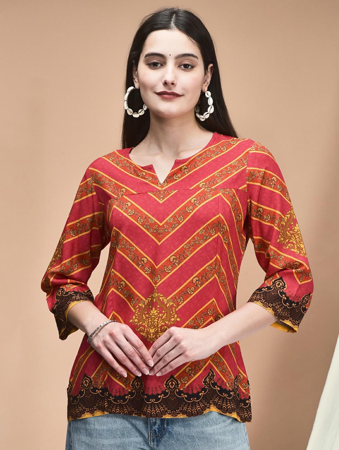 women three quarter sleeve straight kurti - 21959480 -  Zoom Image - 0