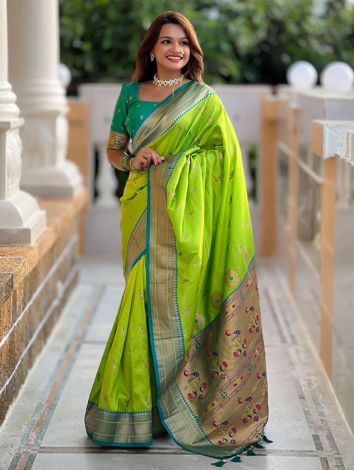 women self design paithani saree with blouse