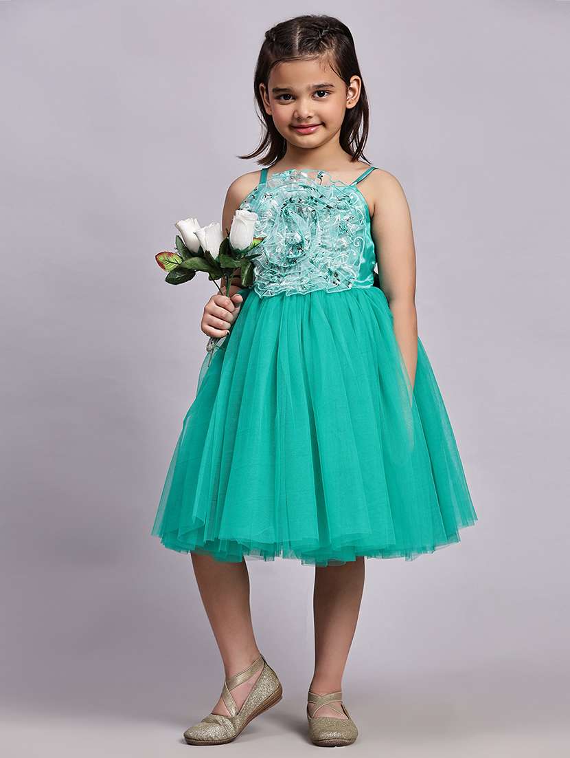 girls embellished shoulder strap fit & flare dress - 21959599 -  Standard Image - 1