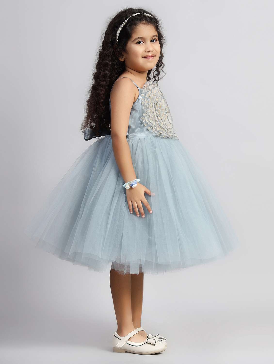 girls embellished shoulder strap fit & flare dress - 21959601 -  Standard Image - 1