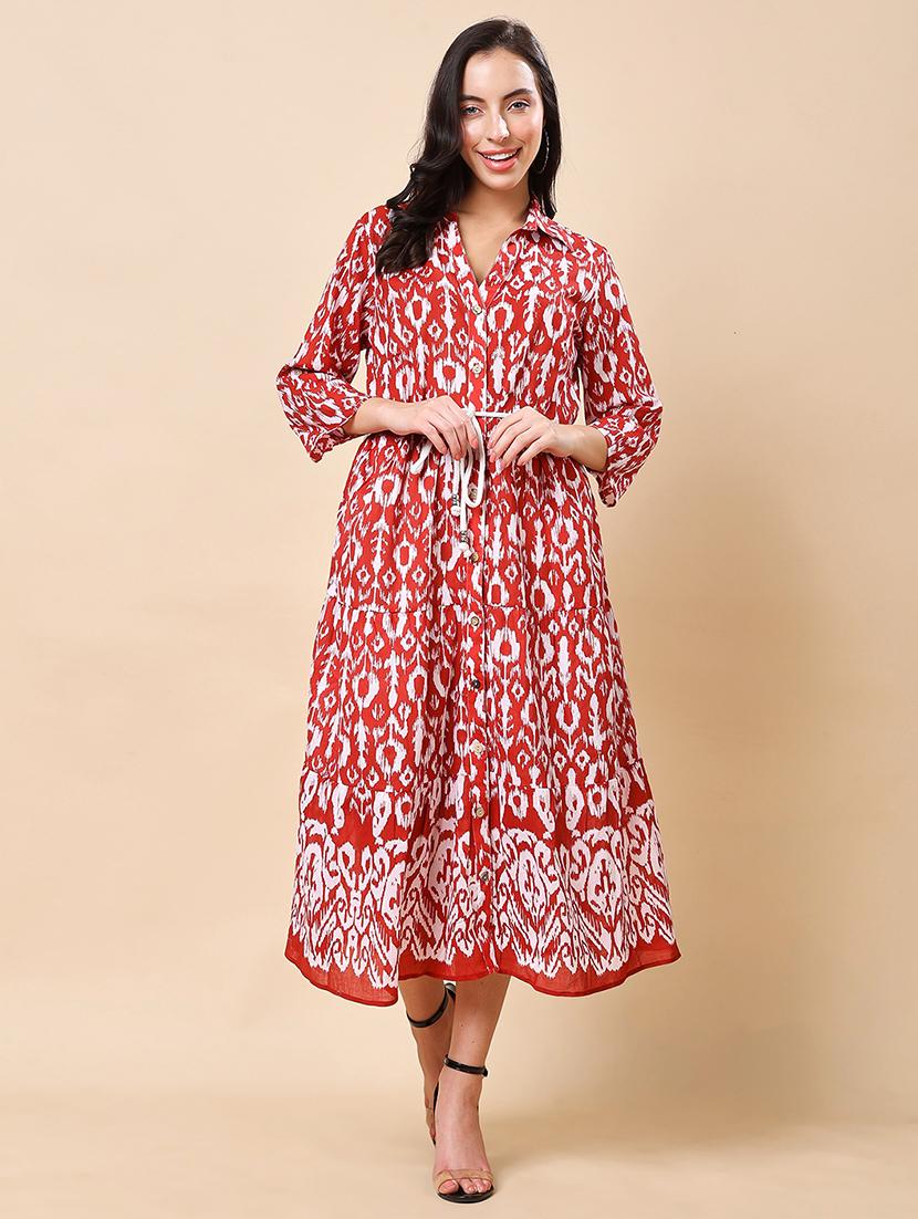 women printed collared tiered dress - 21959612 -  Zoom Image - 0