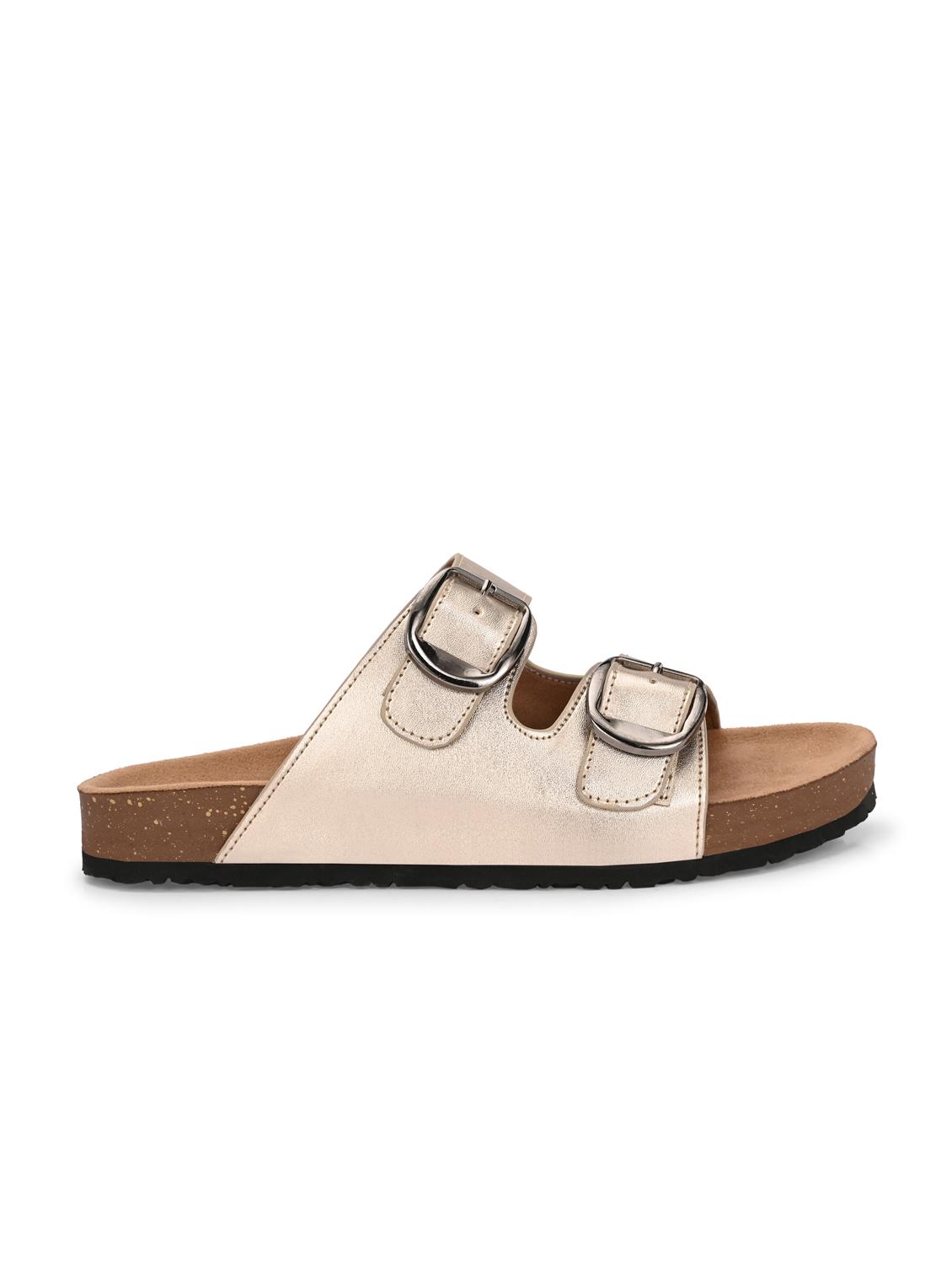 women gold slip on sandal - 21959626 -  Standard Image - 1