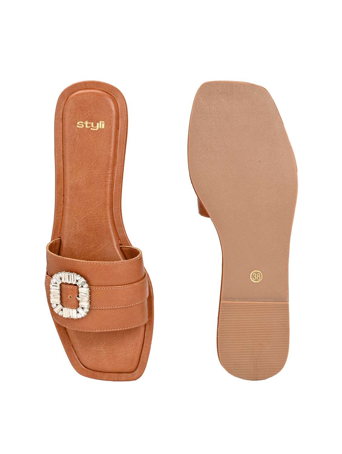 women tan slip on sandal - 21959635 - Standard Image - 4