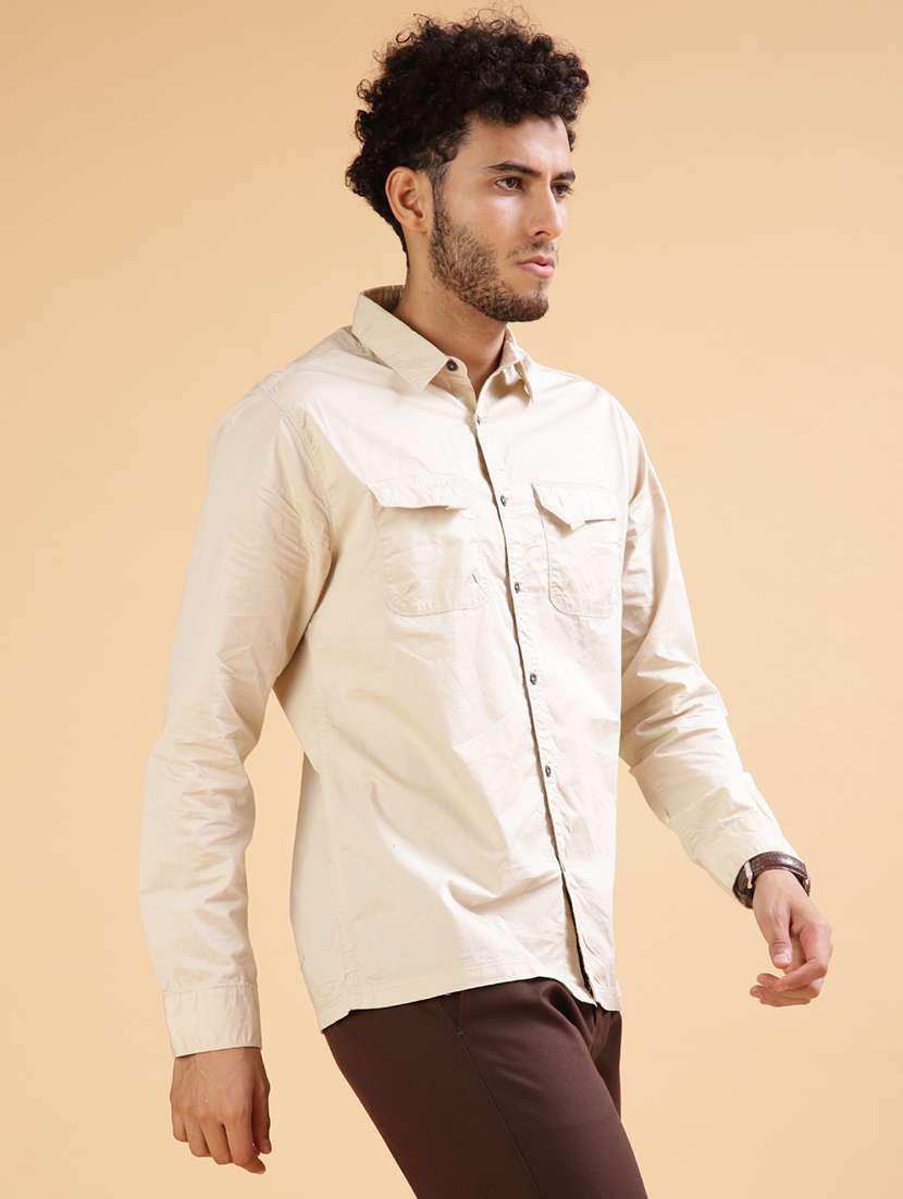 men solid long sleeve regular fit casual shirt - 21959663 -  Standard Image - 1