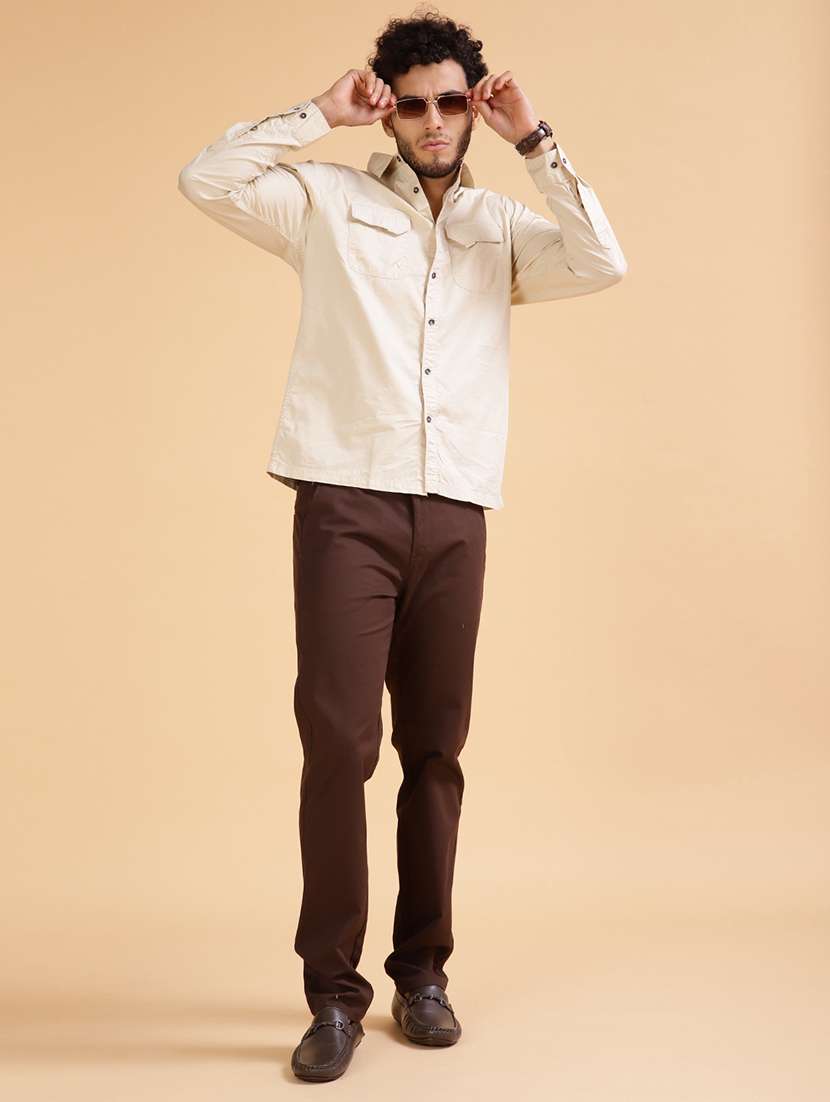 men solid long sleeve regular fit casual shirt - 21959663 -  Standard Image - 4