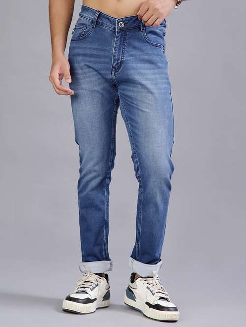 Men Washed Mid Rise Full Length Jeans