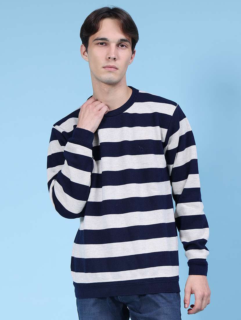 men striped long sleeve regular fit pullover - 21959685 -  Standard Image - 1