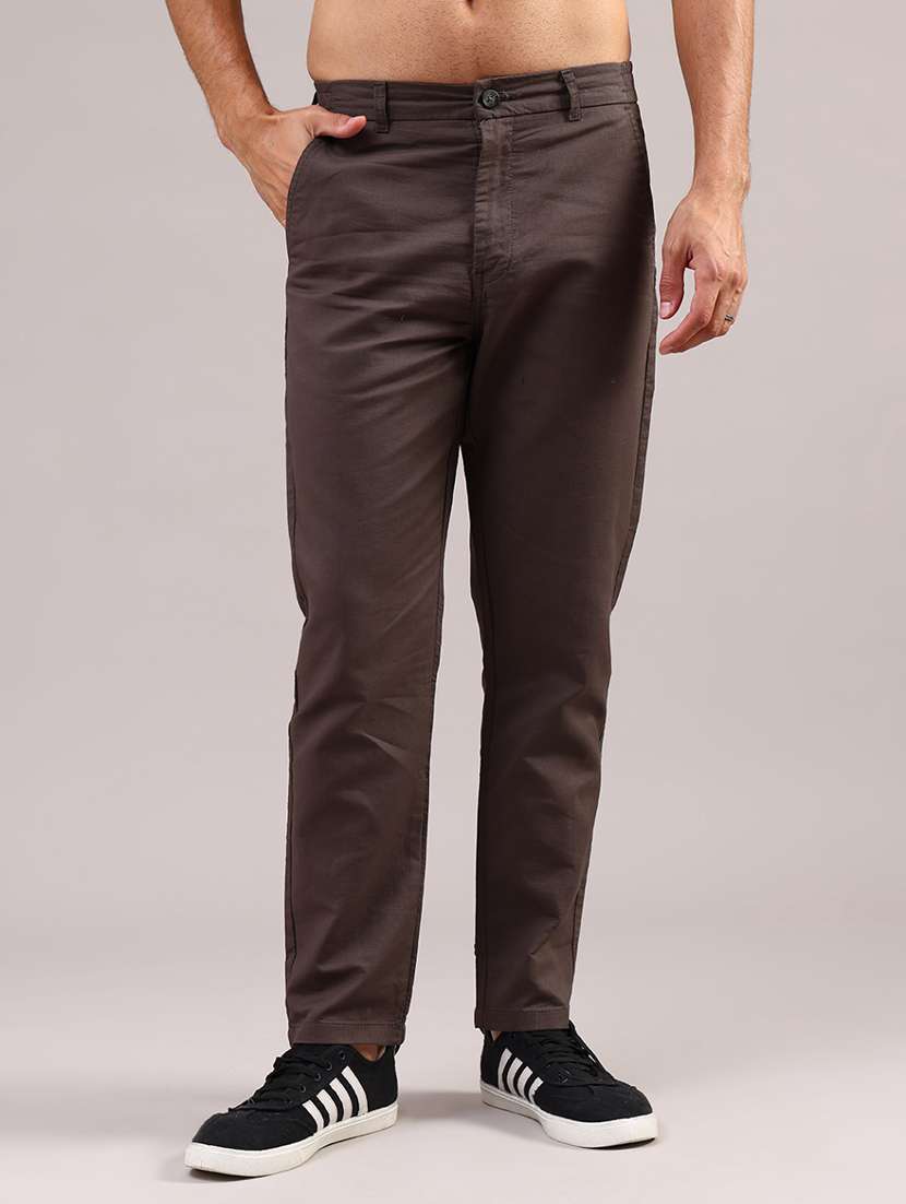 men solid mid rise slim fit chinos  - 21959700 -  Standard Image - 1