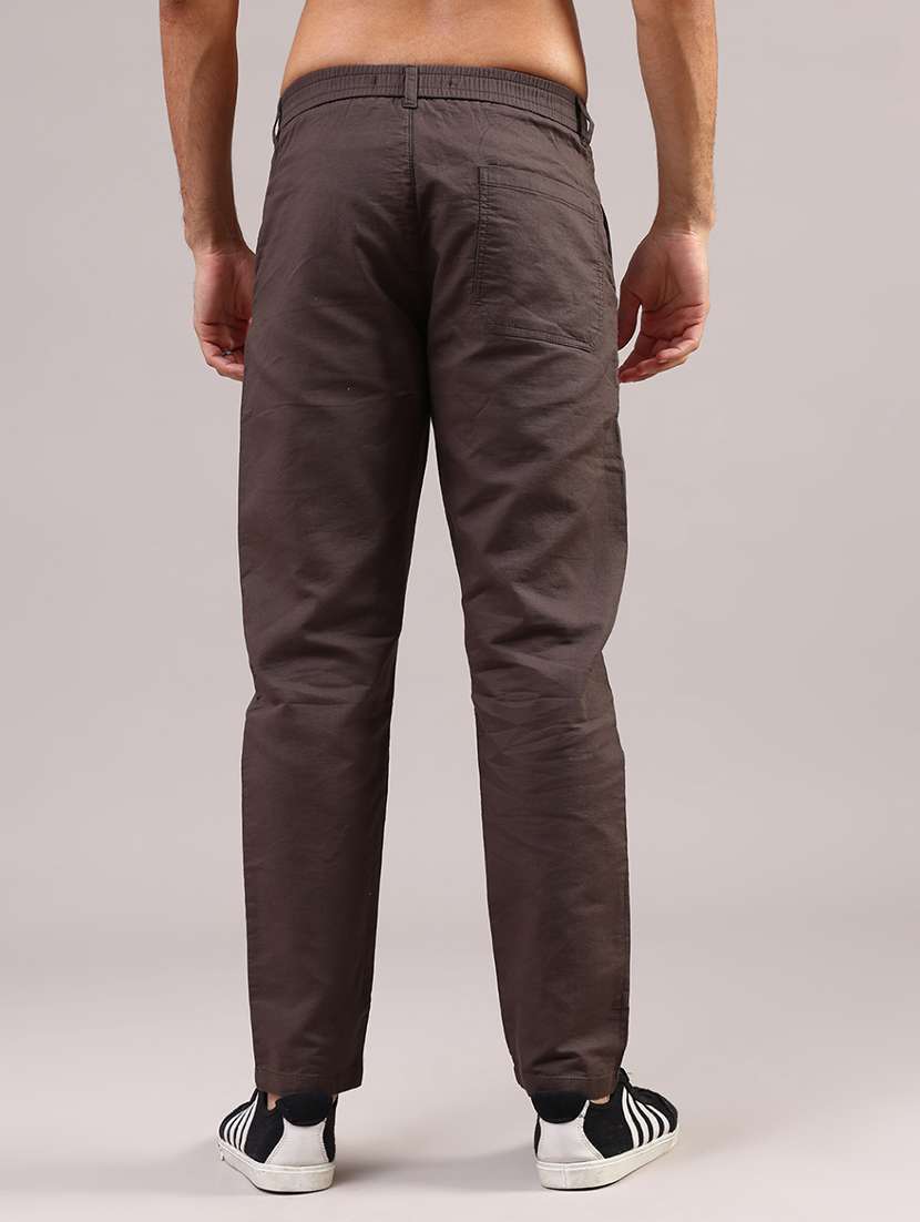men solid mid rise slim fit chinos  - 21959700 -  Standard Image - 4