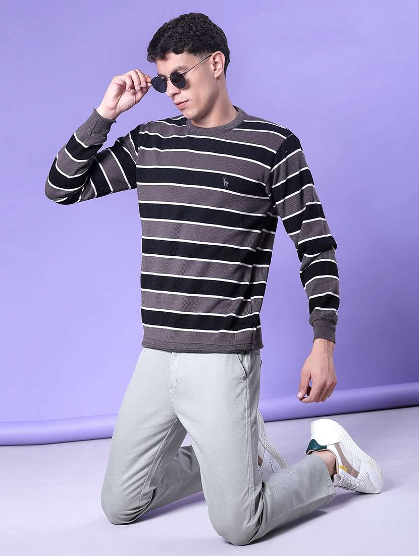 men striped long sleeve regular fit pullover - 21959703 -  Standard Image - 1