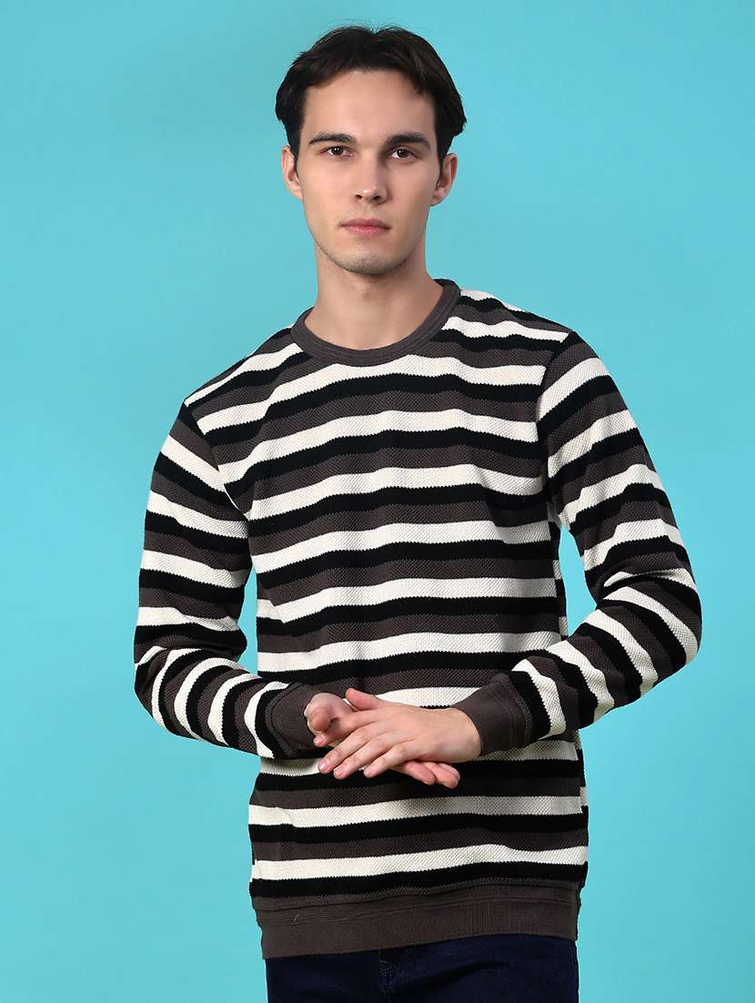 men striped long sleeve regular fit pullover - 21959708 -  Standard Image - 1
