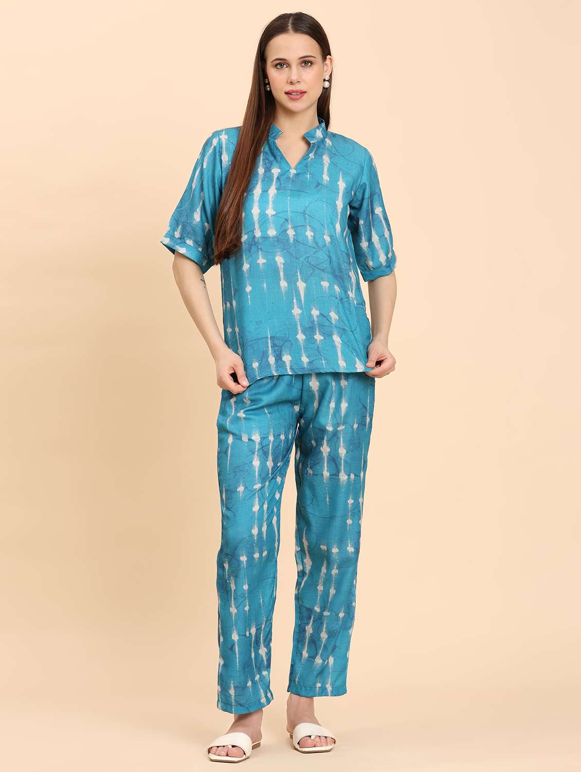 women printed top and trouser co-ord set - 21959823 -  Standard Image - 1