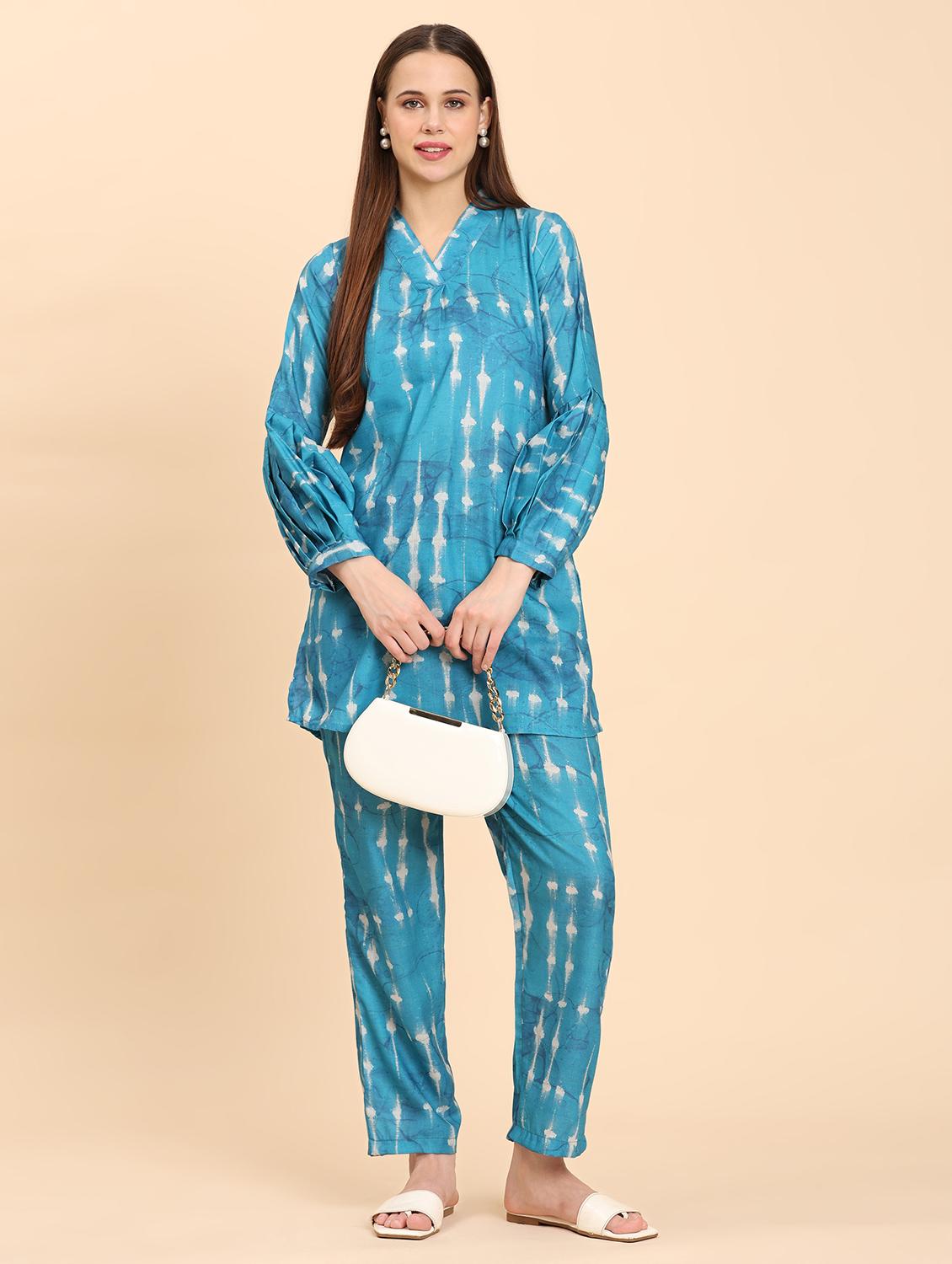 women tie & dye puff sleeve co-ord set - 21959824 - Zoom Image - 0