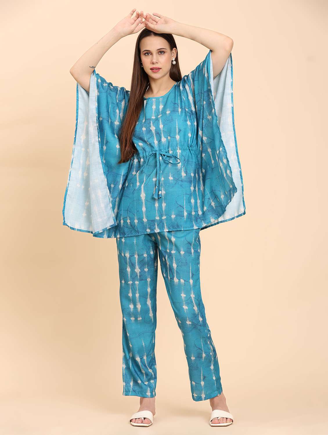 women tie & dye top and trouser co-ord set - 21959827 - Standard Image - 1