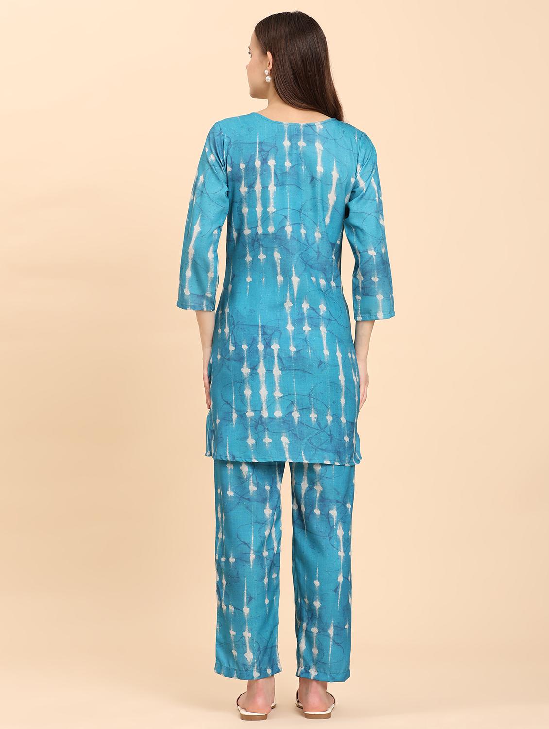 women tie & dye three quarter sleeve co-ord set - 21959828 - Standard Image - 4