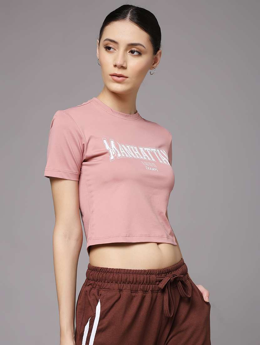 women printed dri-fit crop sports t-shirt - 21959875 -  Standard Image - 1