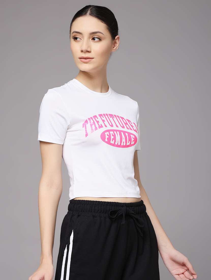 women printed dri-fit crop sports t-shirt - 21959876 -  Standard Image - 1