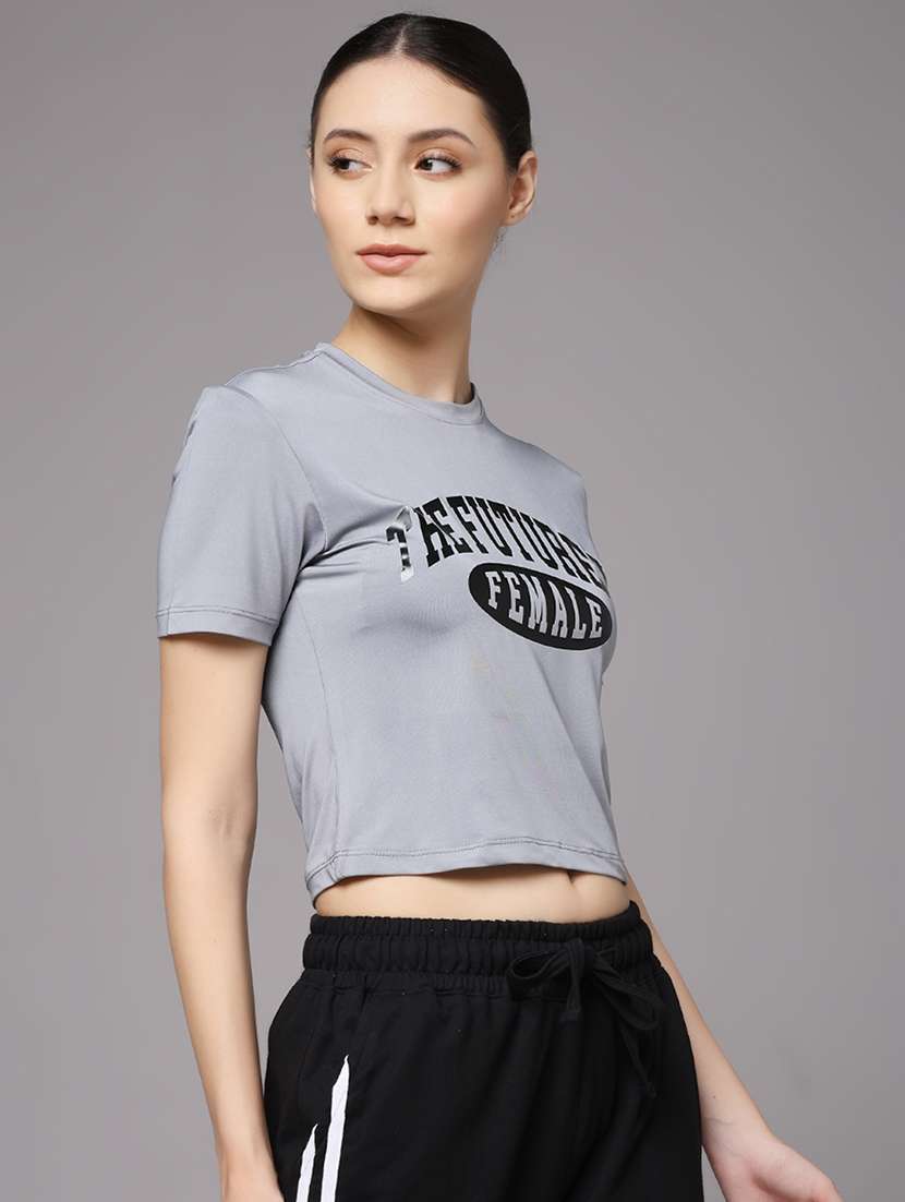 women printed dri-fit crop sports t-shirt - 21959880 -  Standard Image - 1