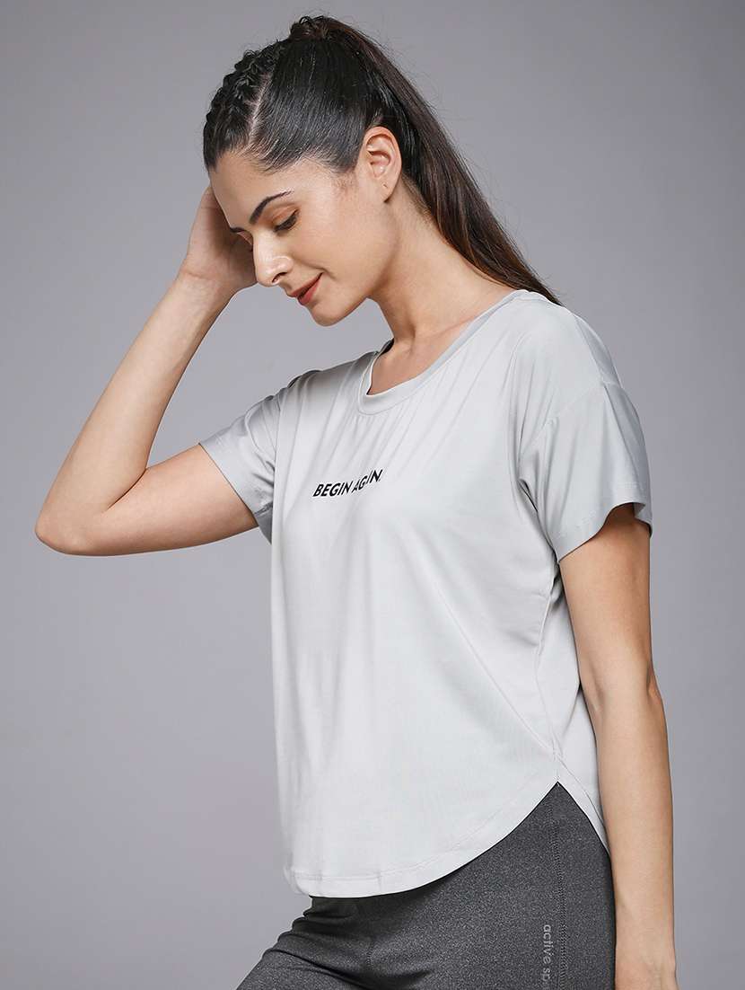 women typography prnted dri-fit sports t-shirt - 21959885 -  Standard Image - 1