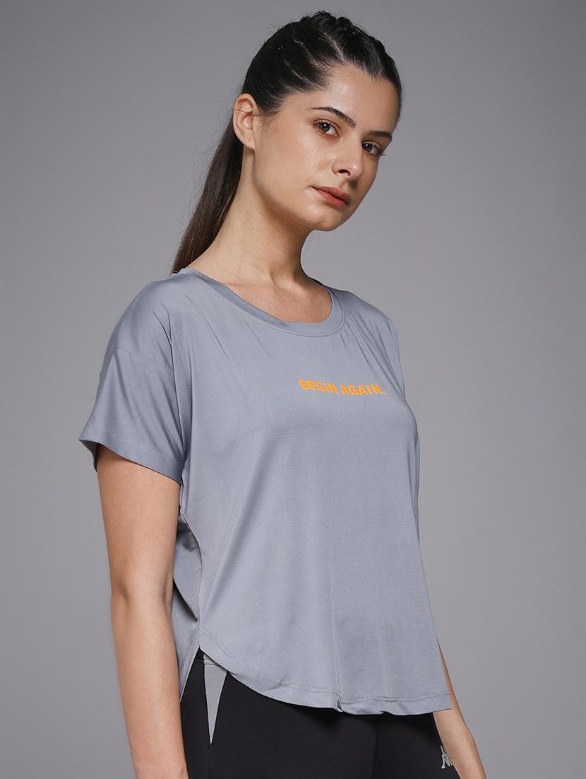 women typography prnted dri-fit sports t-shirt - 21959894 -  Standard Image - 1