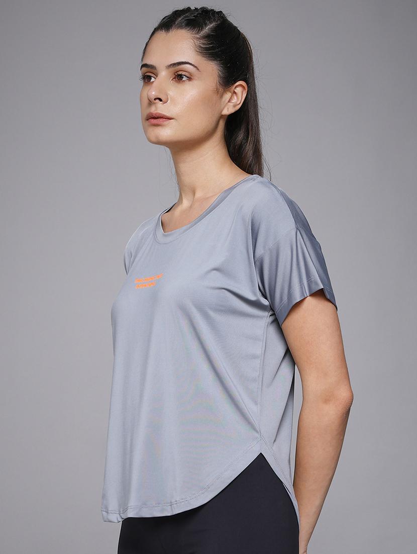 women typography prnted dri-fit sports t-shirt - 21959895 - Standard Image - 1