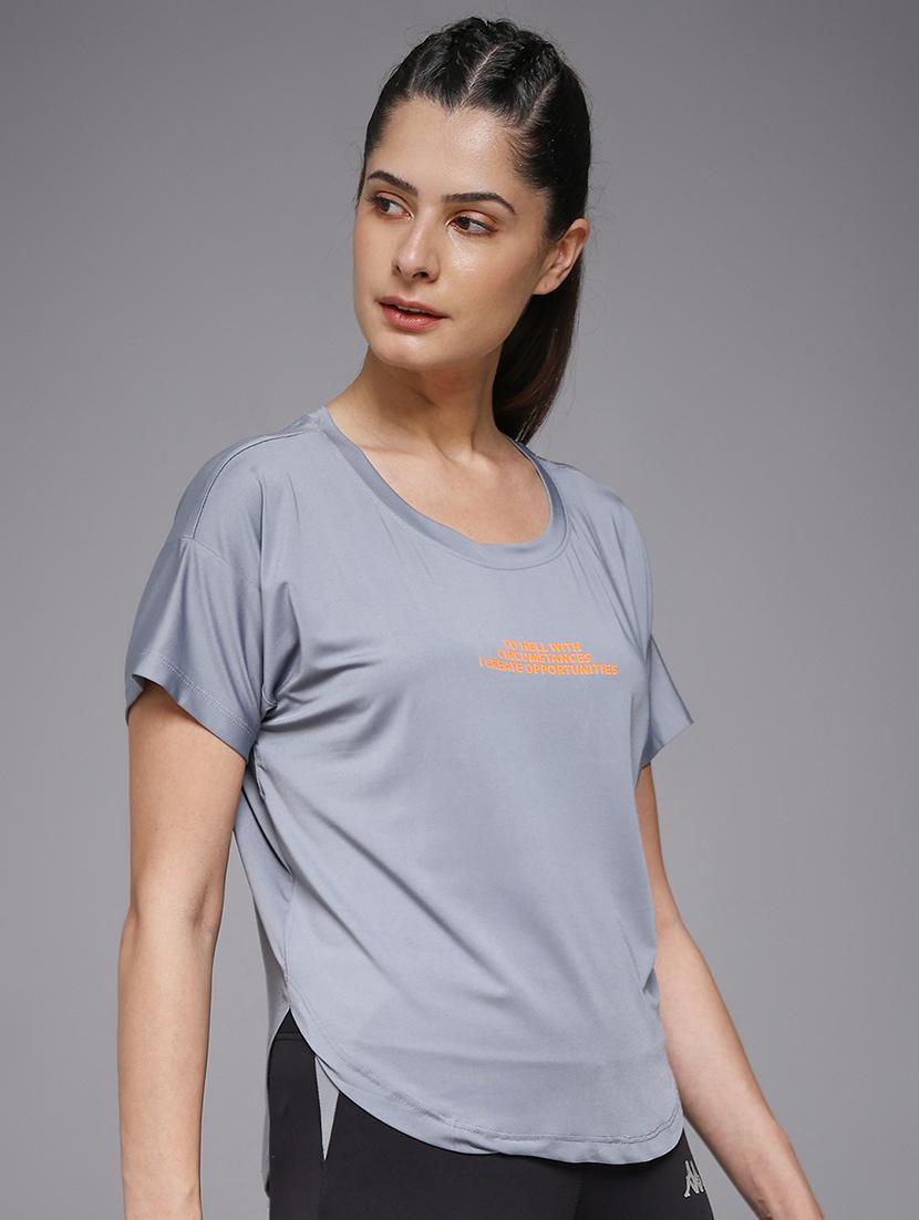 women typography prnted dri-fit sports t-shirt - 21959897 - Standard Image - 1