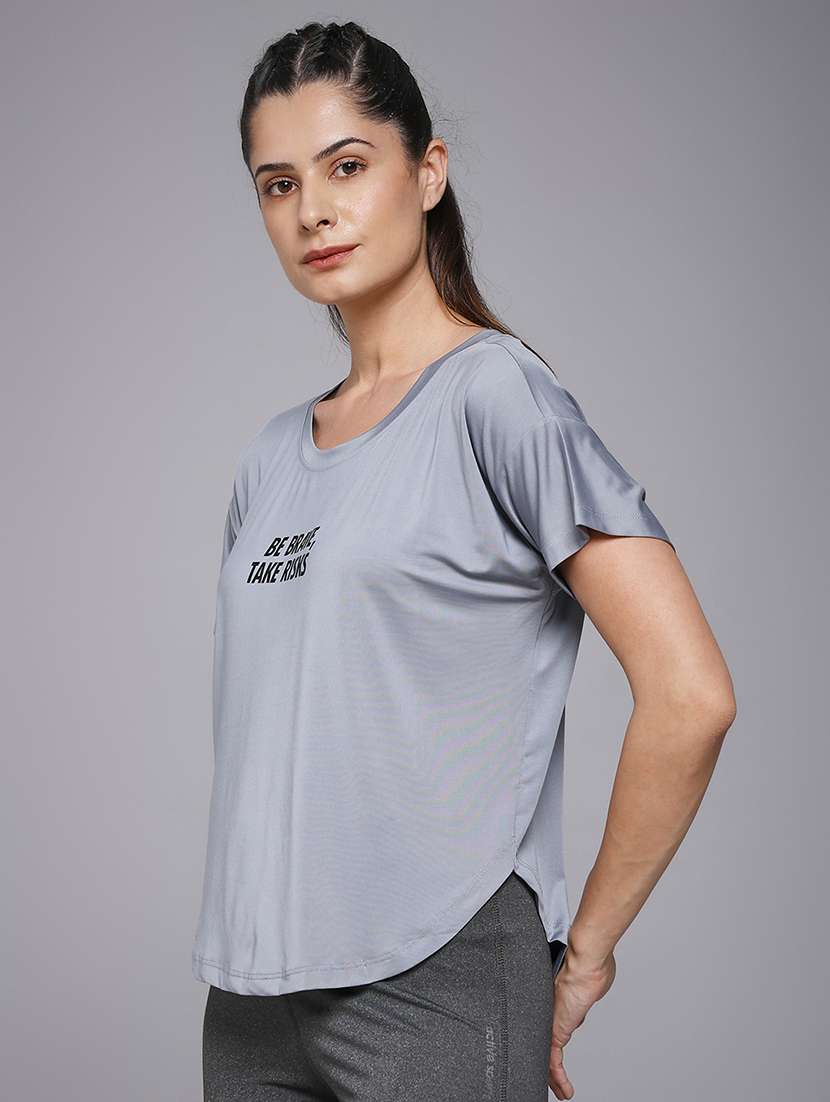 women typography prnted dri-fit sports t-shirt - 21959898 -  Standard Image - 1
