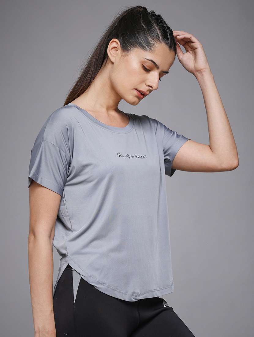 women typography prnted dri-fit sports t-shirt - 21959903 -  Standard Image - 1