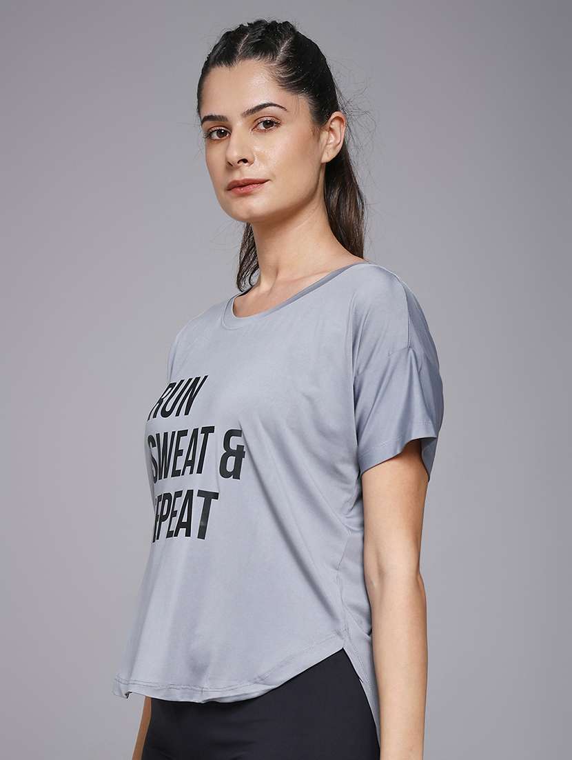 women typography prnted dri-fit sports t-shirt - 21959906 -  Standard Image - 1