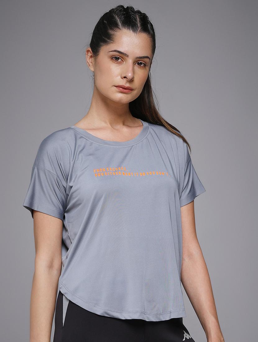 women typography prnted dri-fit sports t-shirt - 21959907 -  Standard Image - 1