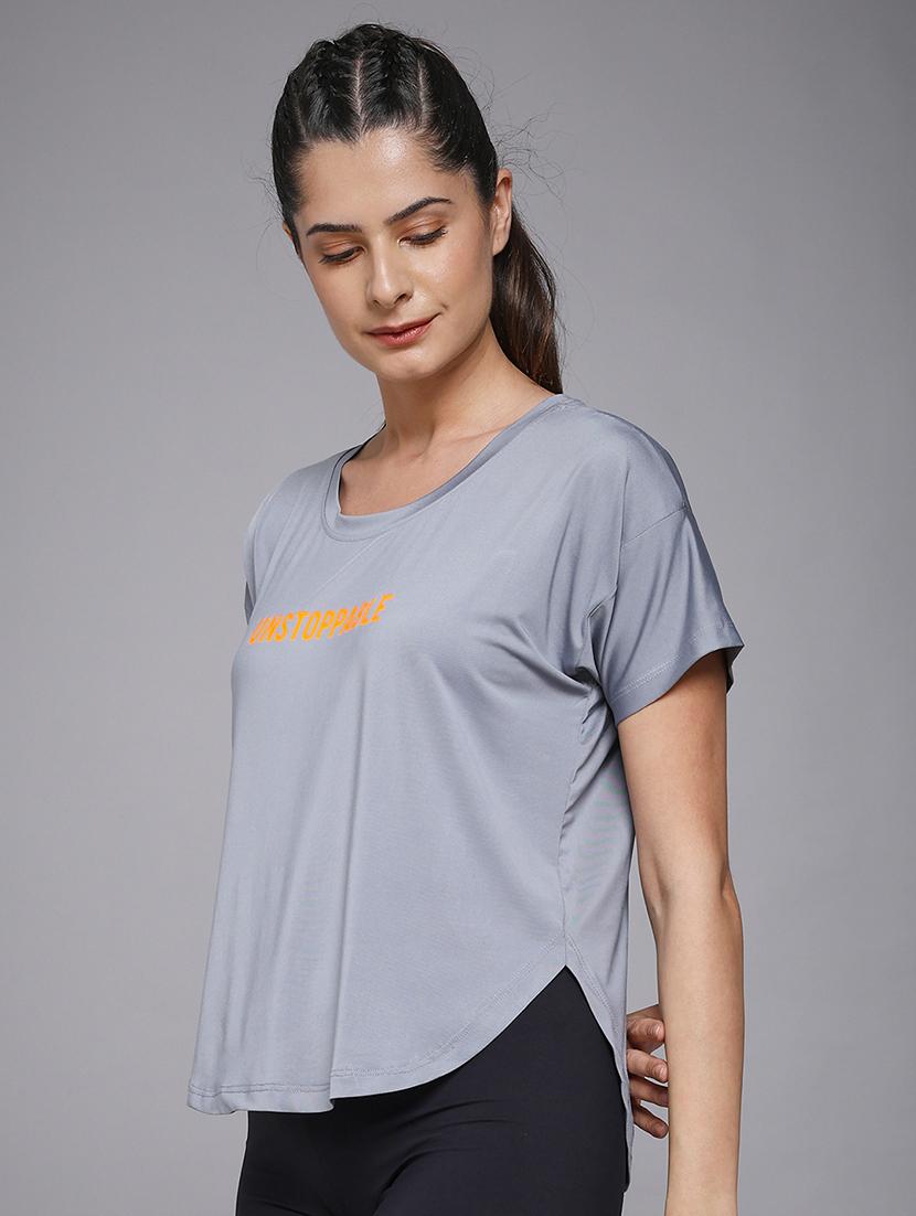 women typography prnted dri-fit sports t-shirt - 21959910 - Standard Image - 1