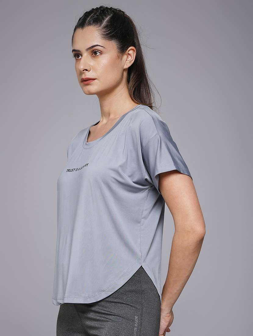 women typography prnted dri-fit sports t-shirt - 21959914 -  Standard Image - 1