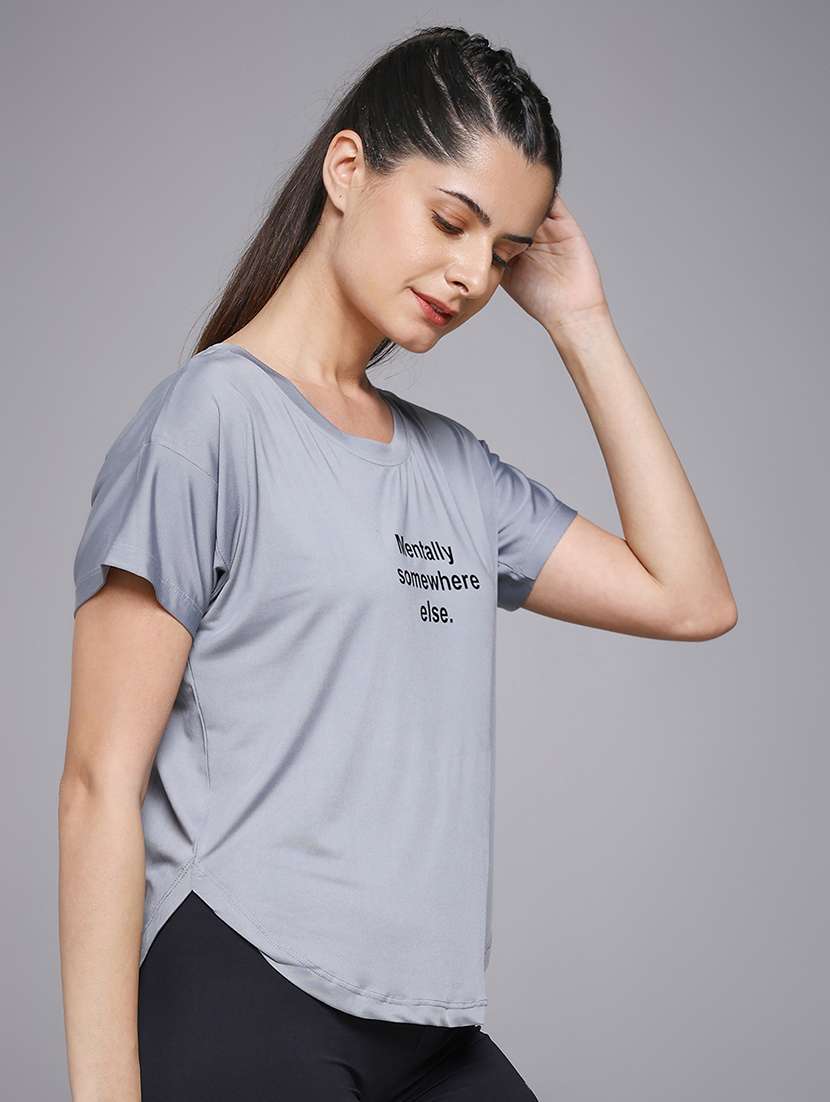 women typography prnted dri-fit sports t-shirt - 21959916 -  Standard Image - 1