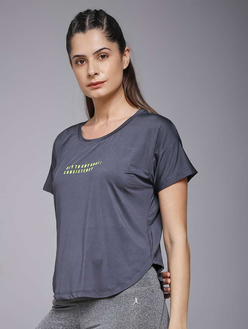 women typography prnted dri-fit sports t-shirt - 21959922 -  Standard Image - 1