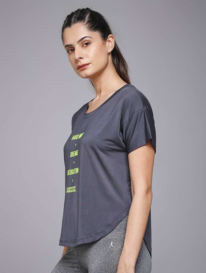 women typography prnted dri-fit sports t-shirt - 21959924 -  Standard Image - 1