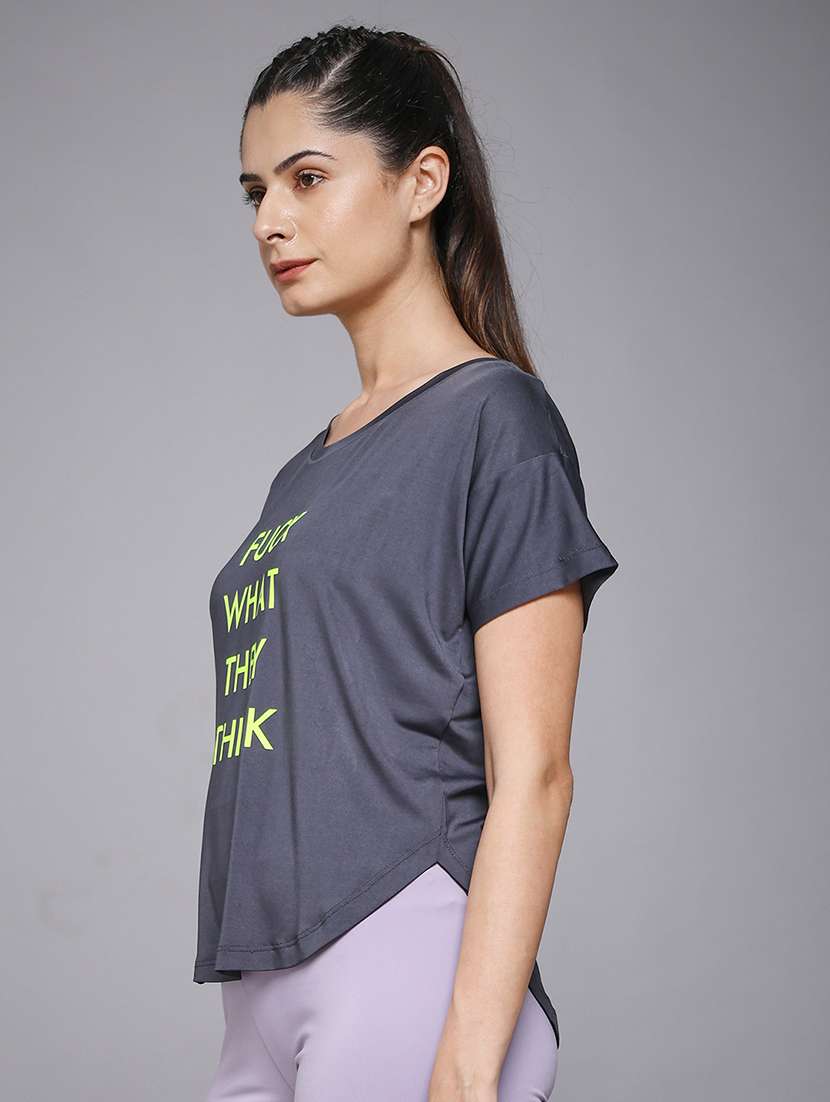 women typography prnted dri-fit sports t-shirt - 21959927 -  Standard Image - 1