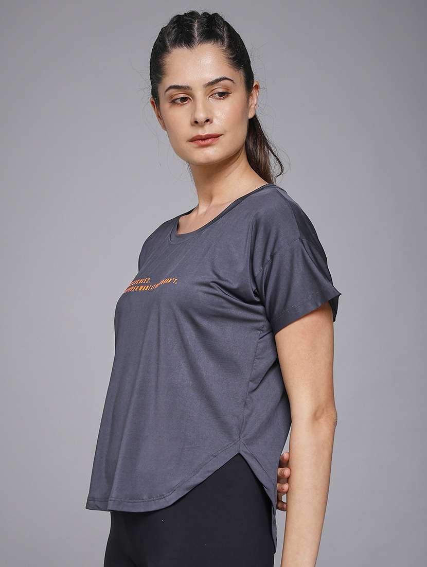 women typography prnted dri-fit sports t-shirt - 21959929 -  Standard Image - 1