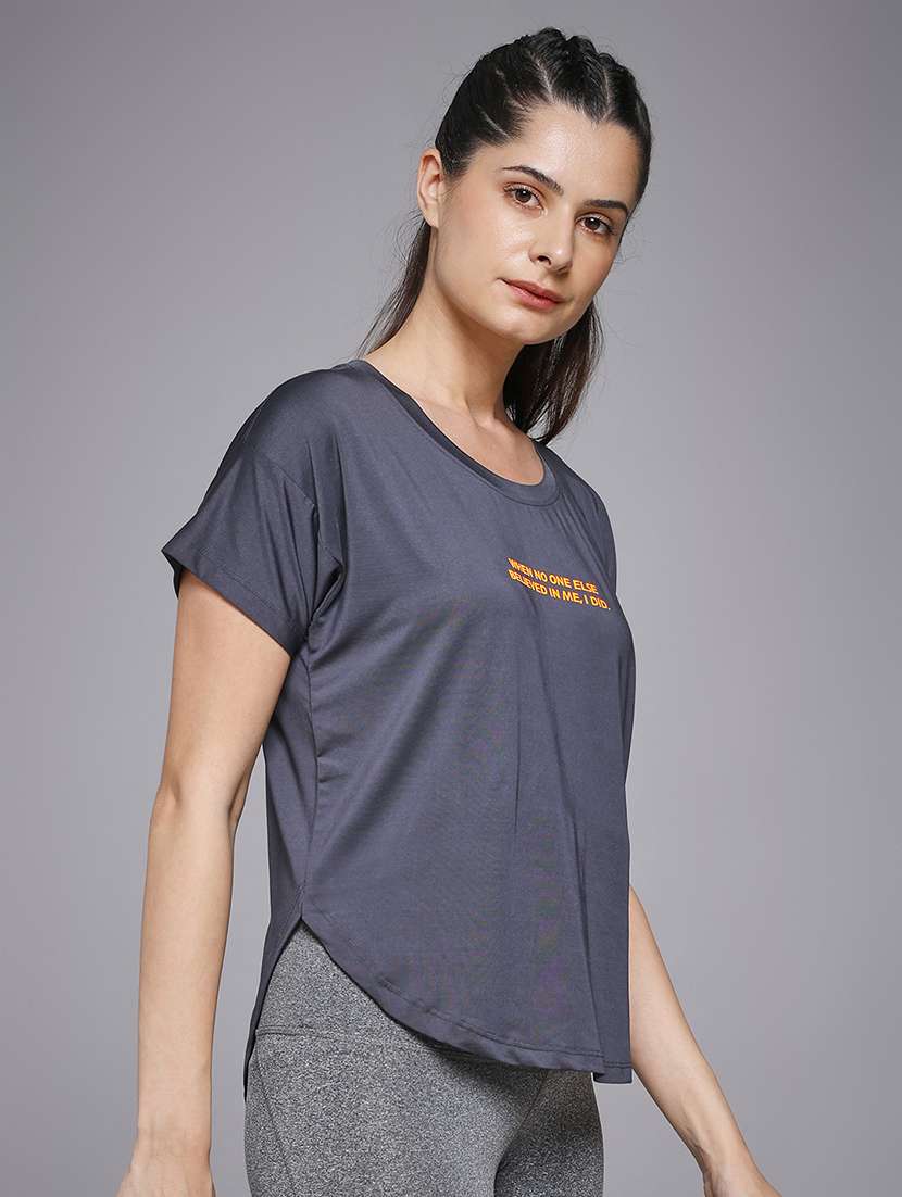 women typography prnted dri-fit sports t-shirt - 21959930 -  Standard Image - 1