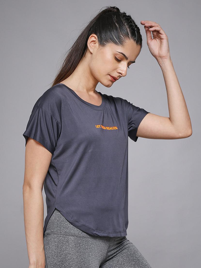 women typography prnted dri-fit sports t-shirt - 21959932 -  Standard Image - 1