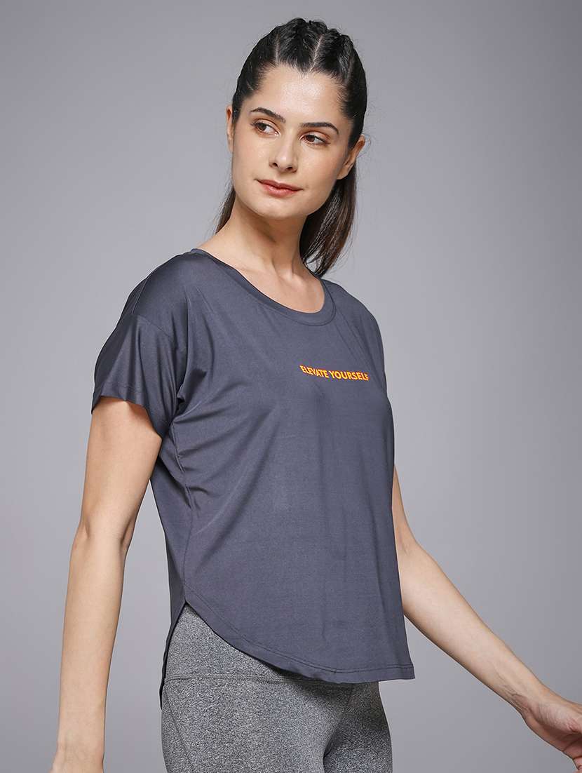 women typography prnted dri-fit sports t-shirt - 21959934 -  Standard Image - 1