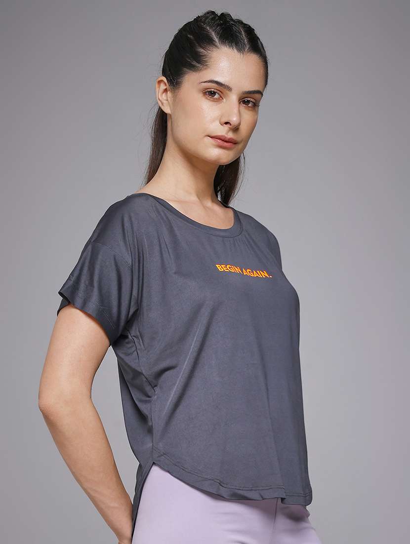 women typography prnted dri-fit sports t-shirt - 21959935 -  Standard Image - 1