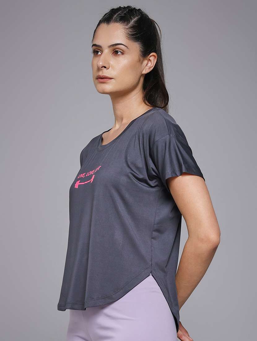 women typography prnted dri-fit sports t-shirt - 21959941 -  Standard Image - 1