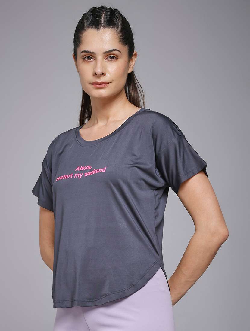 women typography prnted dri-fit sports t-shirt - 21959943 -  Standard Image - 1
