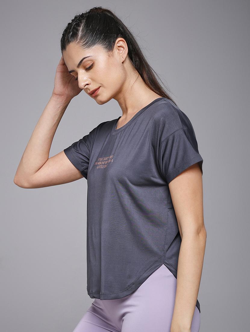 women typography prnted dri-fit sports t-shirt - 21959946 -  Standard Image - 1