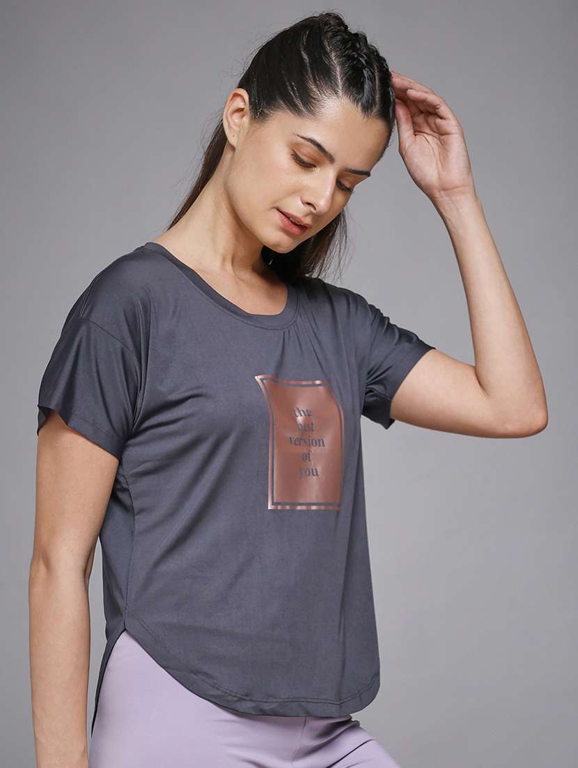 women typography prnted dri-fit sports t-shirt - 21959947 -  Standard Image - 1
