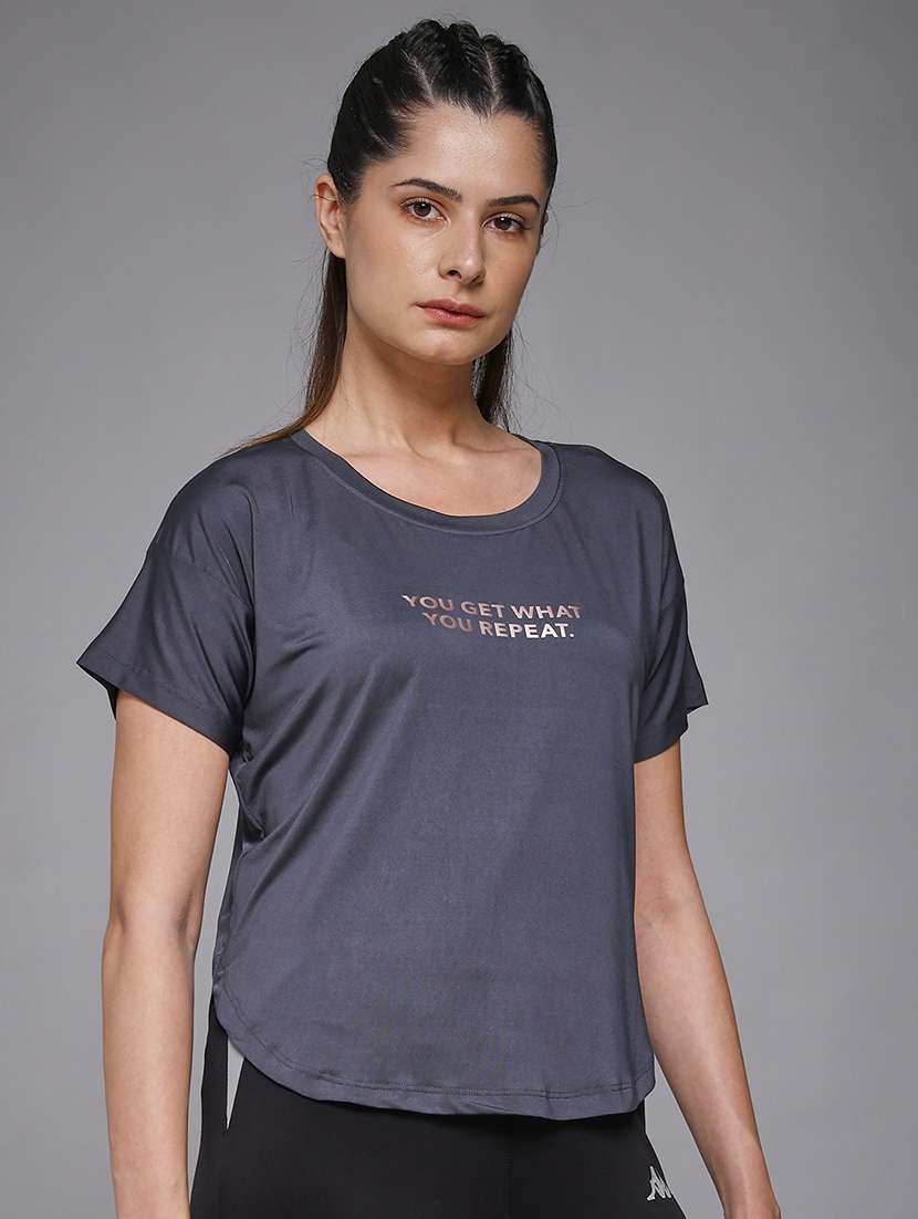 women typography prnted dri-fit sports t-shirt - 21959953 -  Standard Image - 1